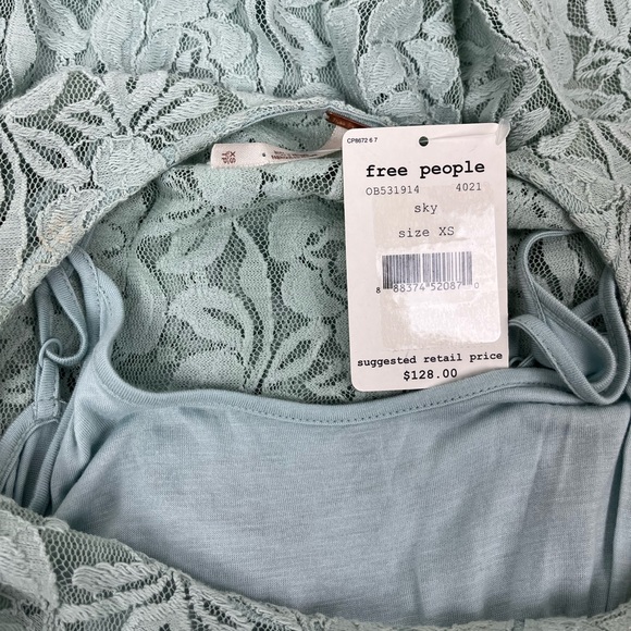 NWT Free People Miles of Lace Shift Dress in Sky Mint Green - Picture 5 of 5